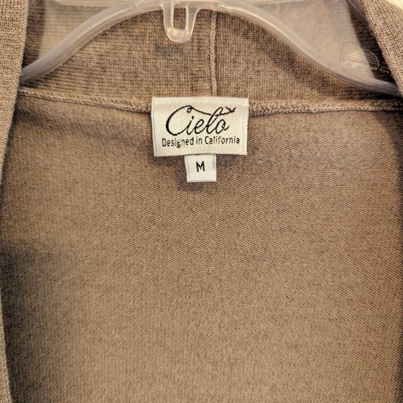 Cielo Women's Soft Solid Open Front 3/4 Sleeve Sweater Cardigan, Camel,  Sz M - Picture 5 of 5